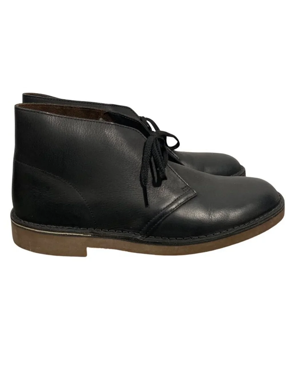 Clarks Mens Black Bushacre 2 Leather Desert Boots Size 11M Casual Lace-Up Shoes